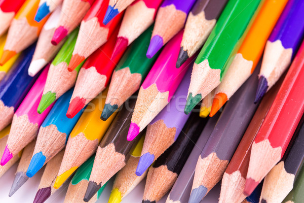 Farbe Bleistifte isoliert weiß Zurück in die Schule Holz Stock foto © Len44ik