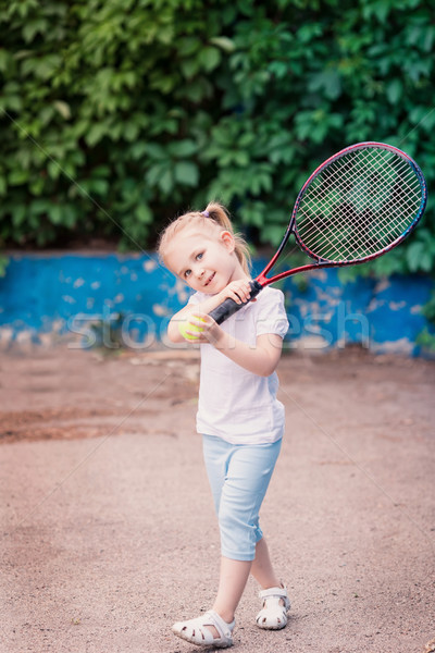 Liebenswert wenig Kind spielen Tennis Tennisschläger Stock foto © Len44ik