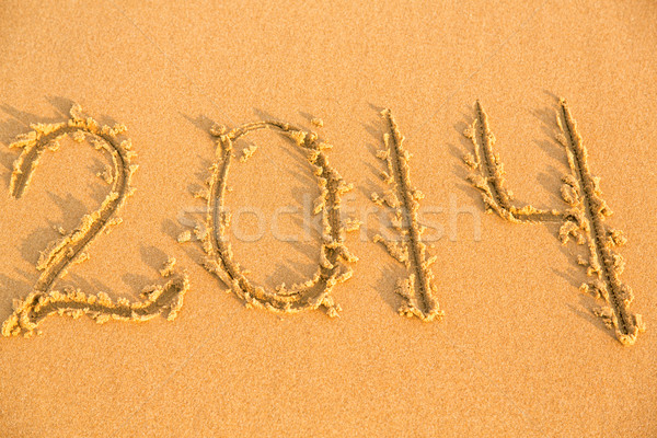 2014 numery żółty plaża piaszczysta tekst lata Zdjęcia stock © Len44ik