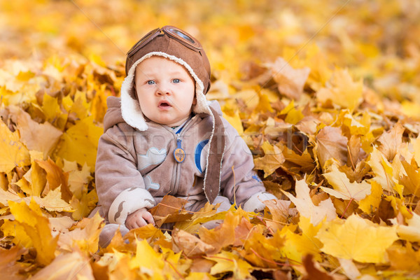 Foto d'archivio: Cute · baby · primo · autunno · bambini