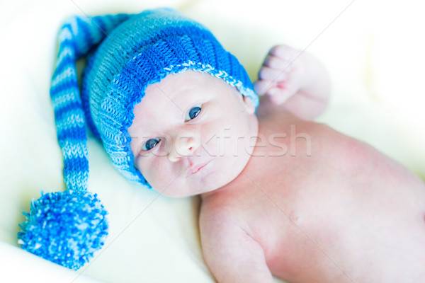 Cute newborn baby in a hat Stock photo © Len44ik