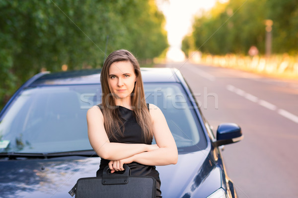 Schönen Geschäftsfrau Auto Straße Frau Lächeln Stock foto © Len44ik