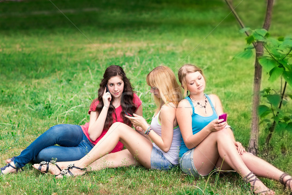 Group Of happy smiling Teenage Students outdoor Stock photo © Len44ik