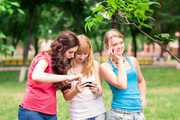 Group Of happy smiling Teenage Students outdoor Stock photo © Len44ik