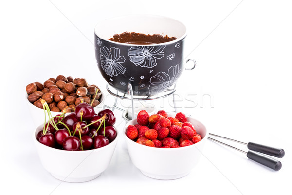 Сток-фото: шоколадом · плодов · изолированный · белый · продовольствие · фрукты