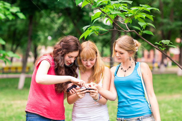 Group Of happy smiling Teenage Students outdoor Stock photo © Len44ik