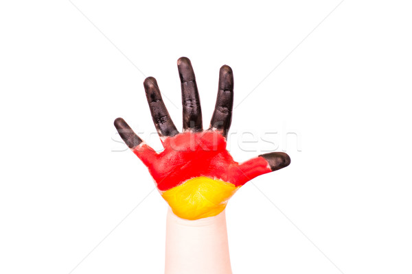 Germany flag on a hand. Travelling to Germany concept. Eurotrip. Stock photo © Len44ik