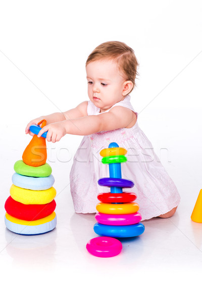 Baby playing with stacking rings Stock photo © Len44ik