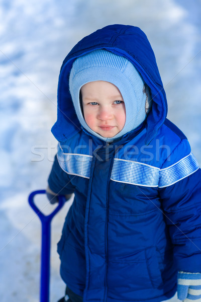 Cute bébé garçon jouer neige jouet [[stock_photo]] © Len44ik