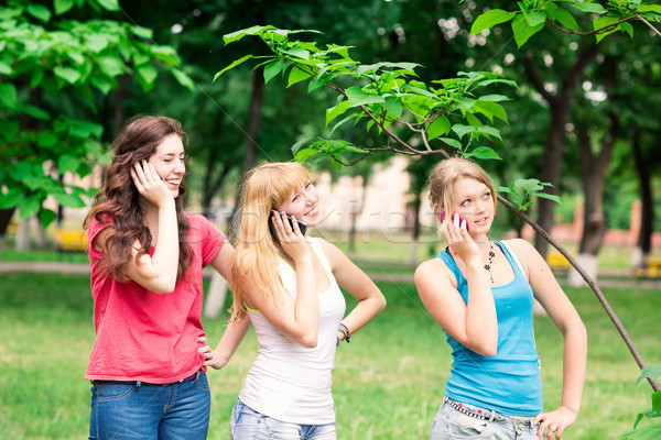 Gruppe glücklich lächelnd jugendlich Studenten Freien Stock foto © Len44ik