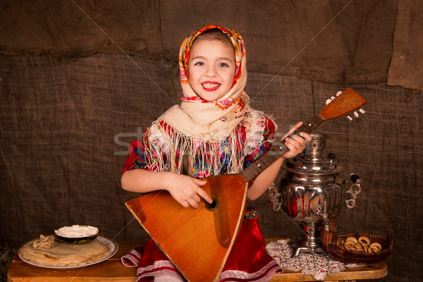 Beautiful russian girl in a shawl  Stock photo © Len44ik