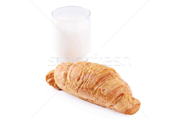 Fresh and tasty French croissant with glass of milk Stock photo © Len44ik