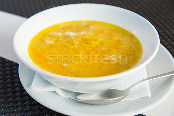 Frischen Suppe serviert Platte Essen Gesundheit Stock foto © Len44ik