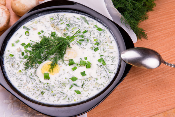 Zimno jogurt zupa żółtko rosyjski tradycyjny Zdjęcia stock © Len44ik