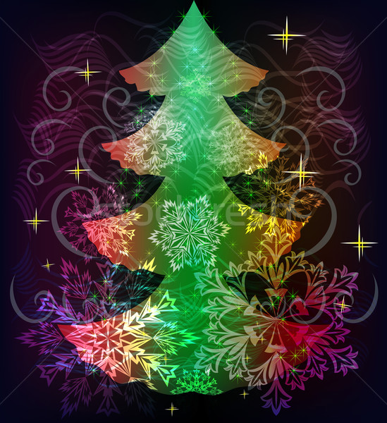 Kolorowy choinka Snowflake drzewo streszczenie Zdjęcia stock © lenapix