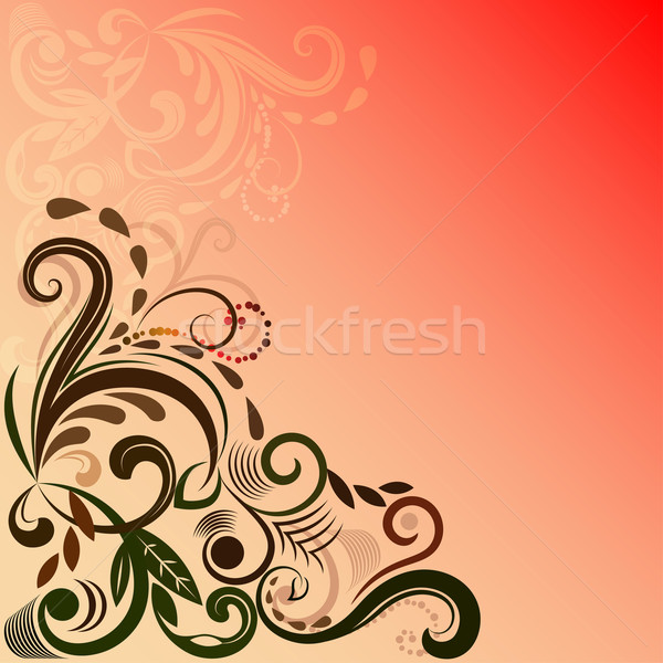 Vector colţ ornament cadru roşu Imagine de stoc © lenapix