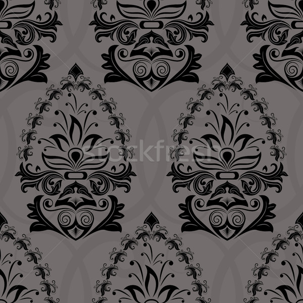Seamless dark retro wallpaper vector pattern. Stock photo © lenapix