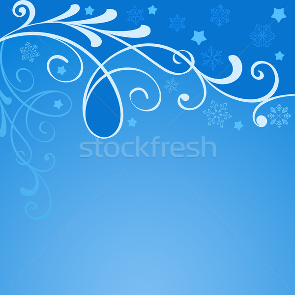 Abstract Christmas blue winter frosted branch ornament card Stock photo © lenapix