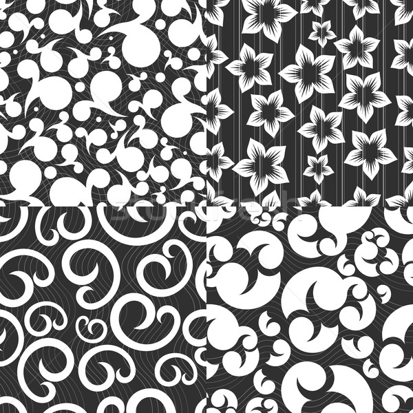 Set of 4 seamless abstract monochrome patterns. Stock photo © lenapix