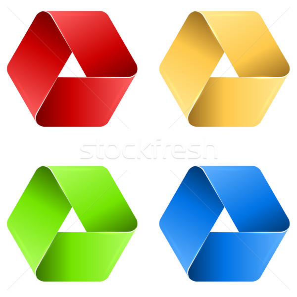 Abstract triangle paper loop icon in four colors. Stock photo © lenapix