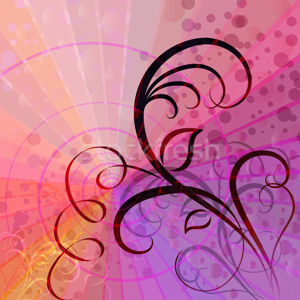 Colorful rays vector background with floral element. Stock photo © lenapix