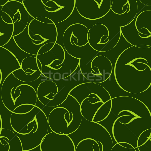 Seamless green leaves curvy vector pattern. Stock photo © lenapix