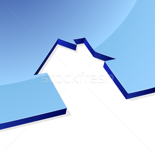 Blau Haus 3D Form Bild weiß Stock foto © lenapix