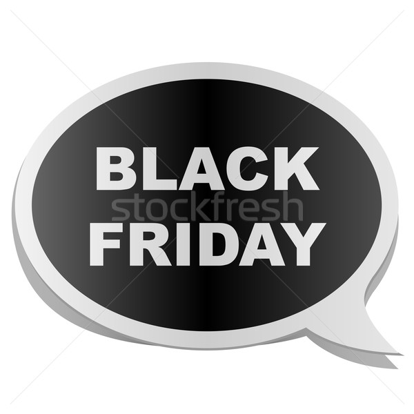 Stok fotoğraf: Black · friday · konuşma · balonu · etiket · yalıtılmış · beyaz · kâğıt