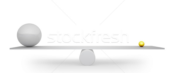 3D big grey sphere balanced with small golden one concept image. Stock photo © lenapix