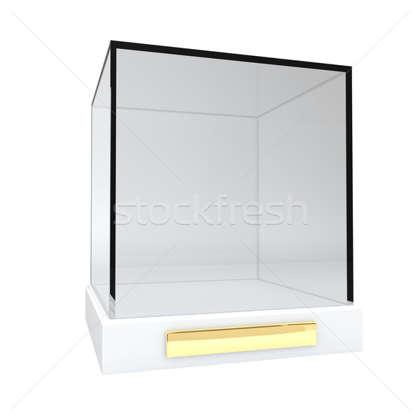 Display box with golden plate isolated on white background. Stock photo © lenapix