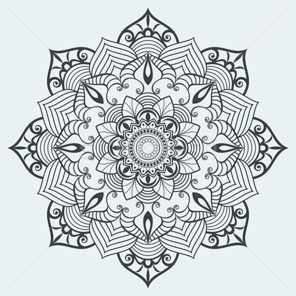 Mandala negru alb vector floare Imagine de stoc © lenapix