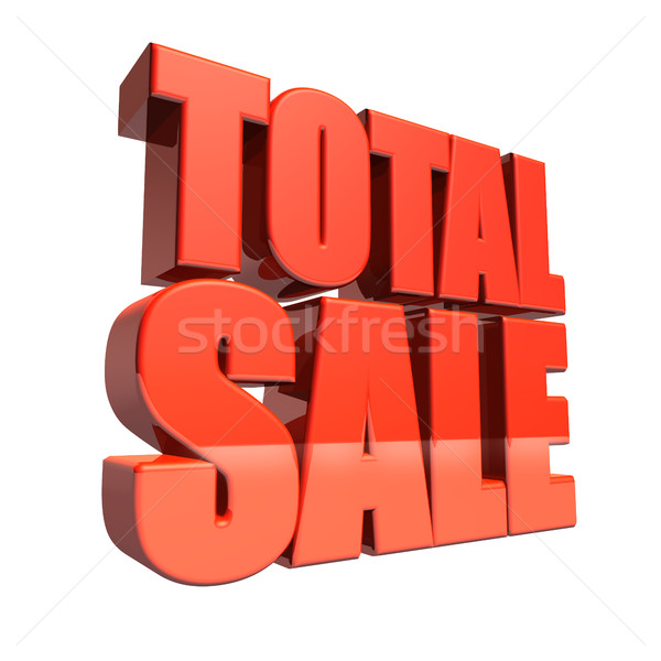 Stock photo: Red total sale 3D text isolated on white background.