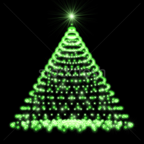 Сток-фото: аннотация · рождественская · елка · зеленый · фары · черный · дерево