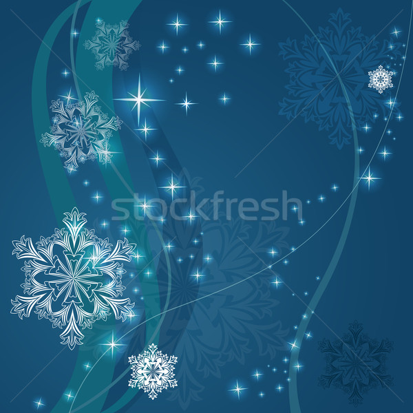 Christmas blue background with ornamental snowflake shapes. Stock photo © lenapix