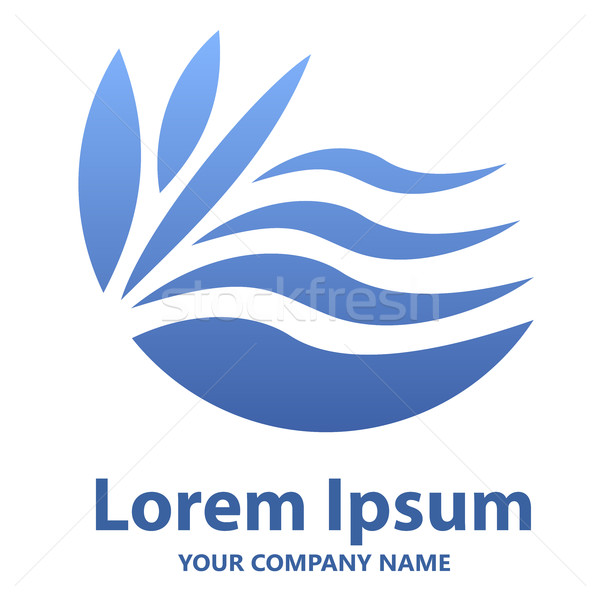 Abstract blue wavy emblem or logo design vector template. Stock photo © lenapix