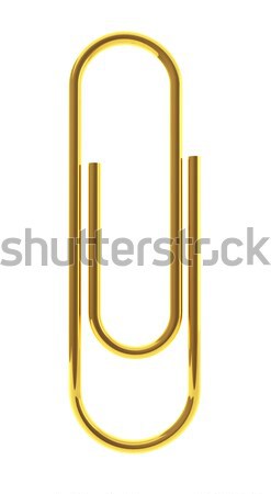 Golden paper clip isolated on white background. Stock photo © lenapix