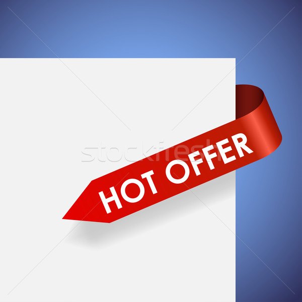 Hot offer red paper label vector illustration. Stock photo © lenapix