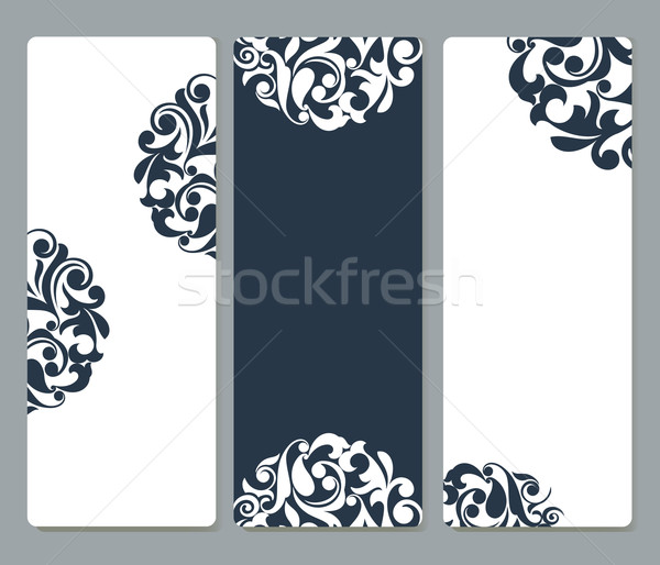 Floral cards with rounded corners vector template set with copy  Stock photo © lenapix