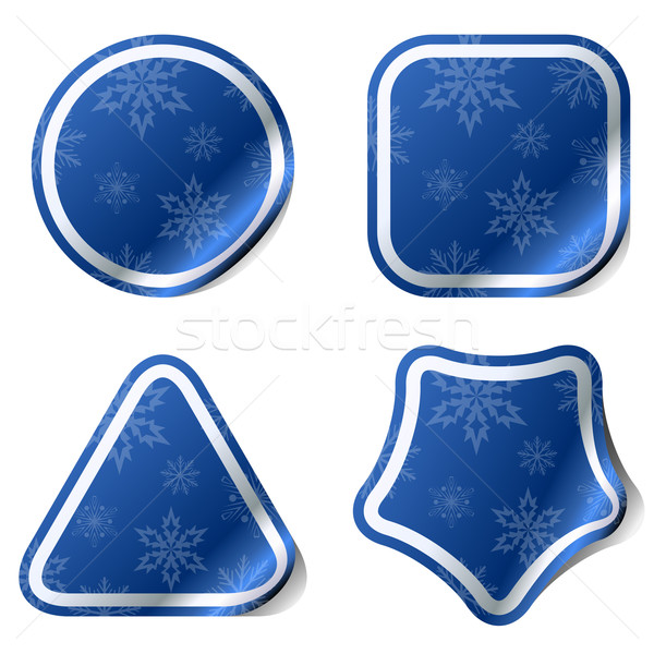 Noël bleu autocollants flocon de neige modèle design [[stock_photo]] © lenapix