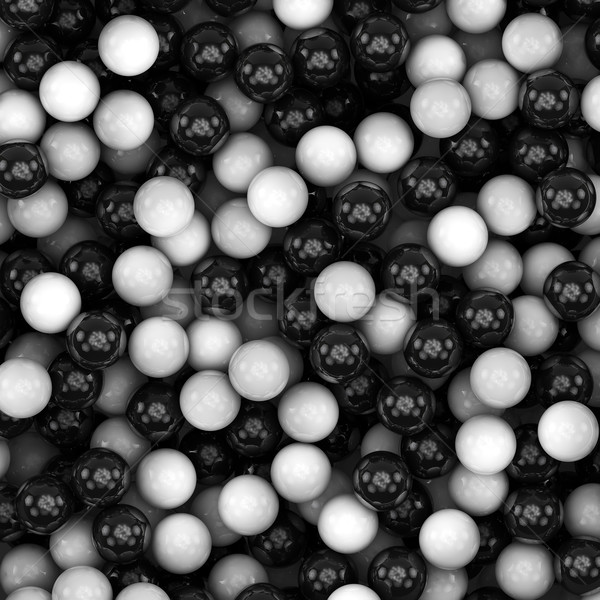 Black and white glossy balls 3D background. Stock photo © lenapix