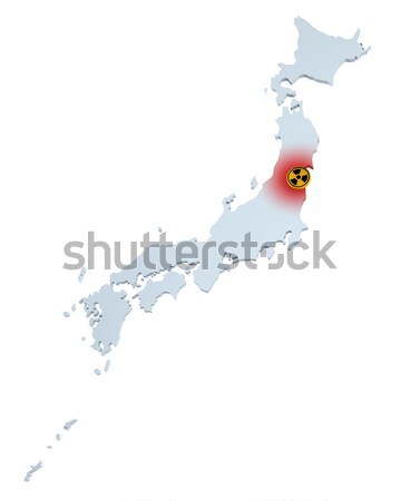 Map of Japan with sign of radioactive contamination. Stock photo © lenapix