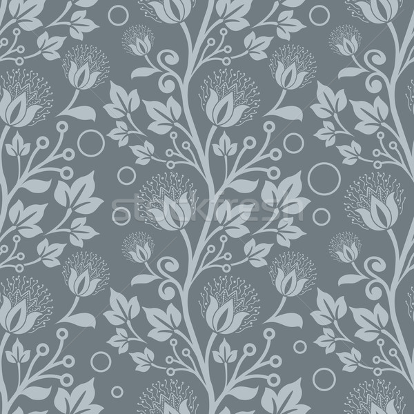 Seamless blue floral vector wallpaper pattern. Stock photo © lenapix