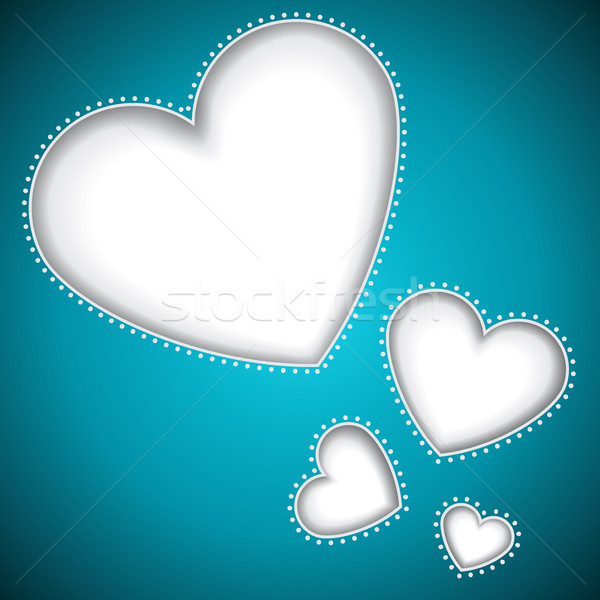 Cut heart shapes Valentines Day blue card. Stock photo © lenapix