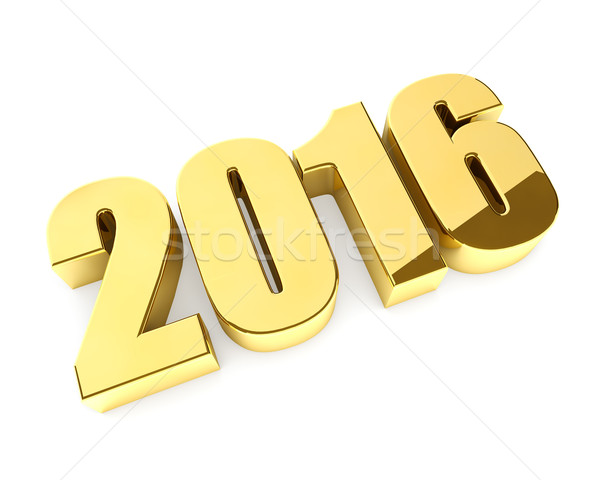 New 2016 year golden 3D figures isolated on white background. Stock photo © lenapix