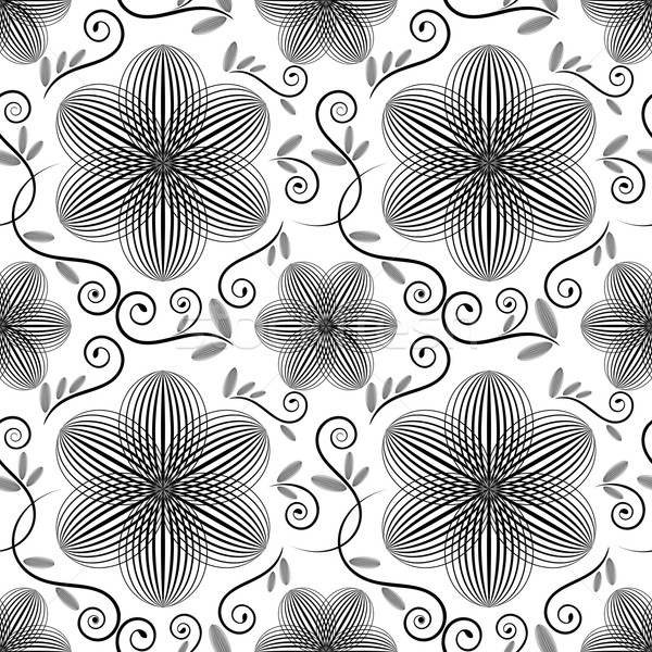Black and white floral wallpaper pattern. Stock photo © lenapix