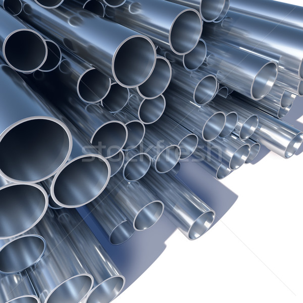 Metal pipes pile 3D industrial background. Stock photo © lenapix