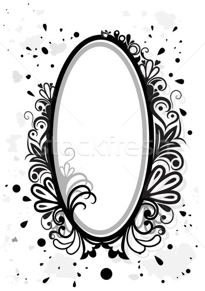 Black and white floral frame with paint splashes. Stock photo © lenapix