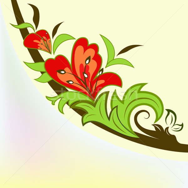 Colorful floral design element isolated on yellow background. Stock photo © lenapix