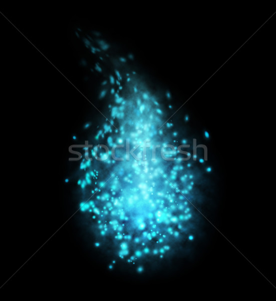 Blue magic Christmas flame isolated on black background. Stock photo © lenapix