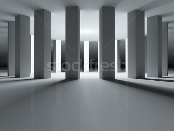 Round colonnade illuminated inside. Stock photo © lenapix